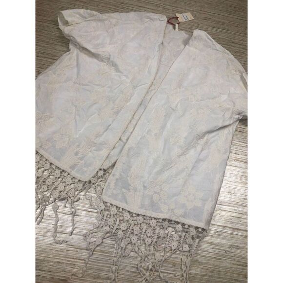 Z-519 Raga Gracey Kimono Fringe lace EGGSHELL size M nwt - Picture 1 of 2